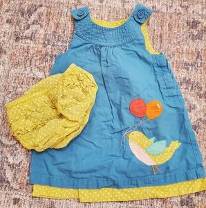 Baby Boden Girls Bird with Balloons Jumper Dress with Bloomers sz12-18m